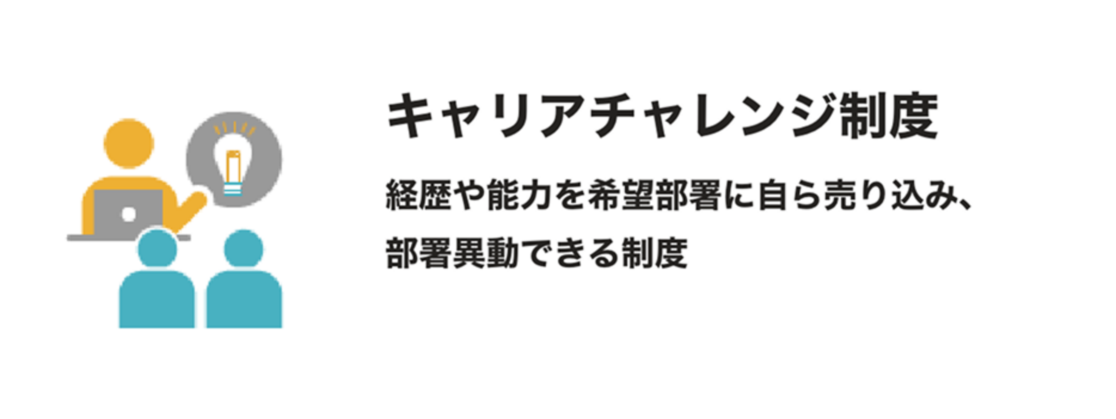 キャリアチャレンジ制度：経歴や能力を希望部署に自ら売り込み、部署異動できる制度